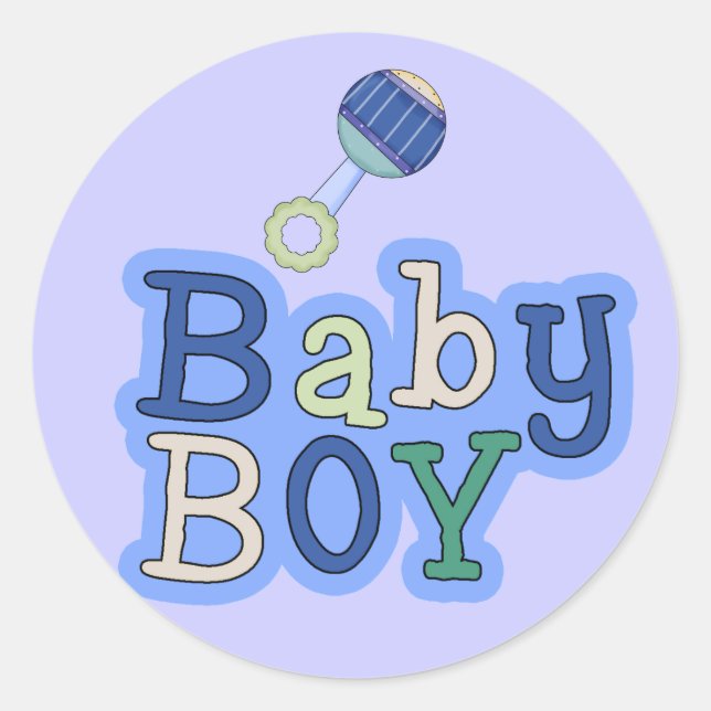 Words Baby Boy W/Rattle Fun Stickers (Front)
