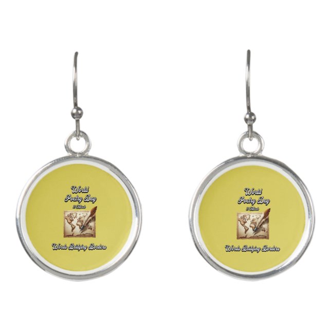 Words Bridging Borders. World Poetry Day Earrings (Front)