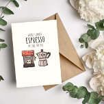 Words Cannot Espresso My Love Holiday Card<br><div class="desc">This card is more than just a gift; it's a timeless keepsake that will remind your loved one of your thoughtfulness and affection. Perfect for anniversaries, birthdays, Mother's Day, or Father's Day, this card is the ideal way to show your boyfriend, husband, wife, girlfriend, mom, dad, sister, brother, friend, or...</div>