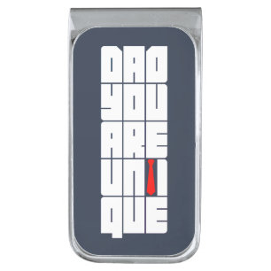 Words Dad You Are Unique Silver Finish Money Clip