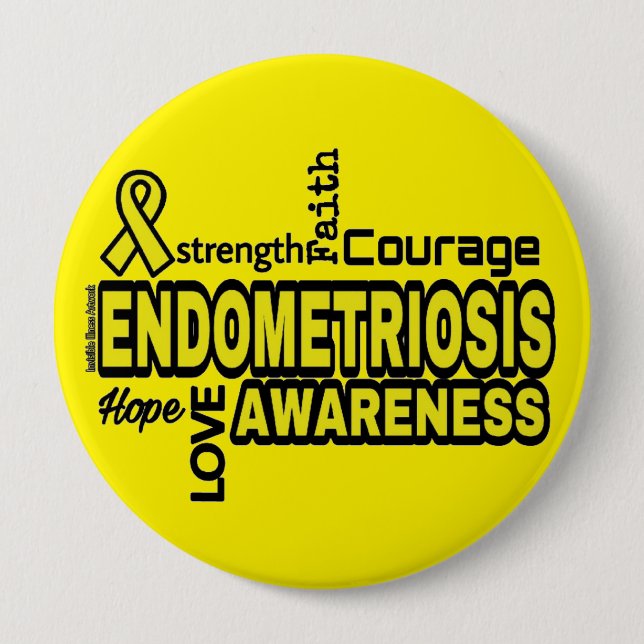 Words...Endometriosis Pinback Button (Front)