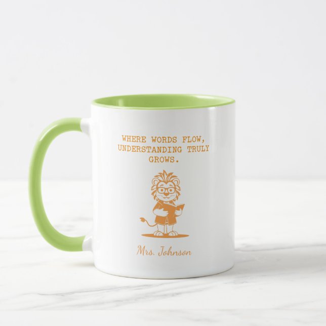 Words Flow Understanding Grows English Teacher Mug (Left)