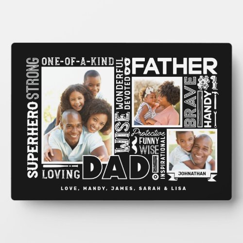 Words For 1 Dad Fathers Day Photo Collage Black Plaque