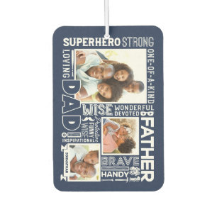 Words For #1 Dad Father's Day Photo Collage Navy Air Freshener