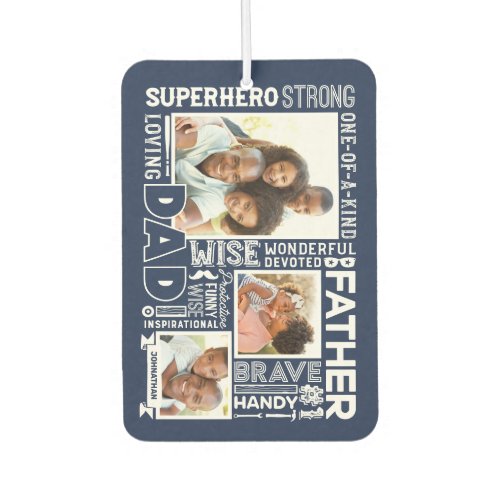 Words For 1 Dad Fathers Day Photo Collage Navy Air Freshener