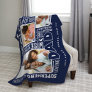 Words For #1 Dad Father's Day Photo Collage Navy Fleece Blanket