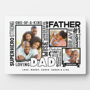 Words For #1 Dad Father's Day Photo Collage White Plaque