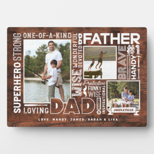 Words For #1 Dad Father's Day Photo Collage Wood Plaque