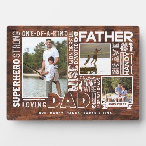 Words For 1 Dad Fathers Day Photo Collage Wood Plaque