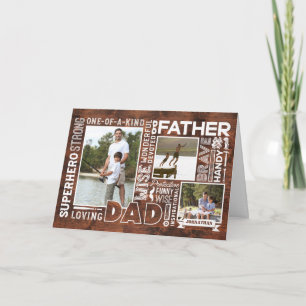 Words For #1 Dad Happy Father's Day Photo Collage Card