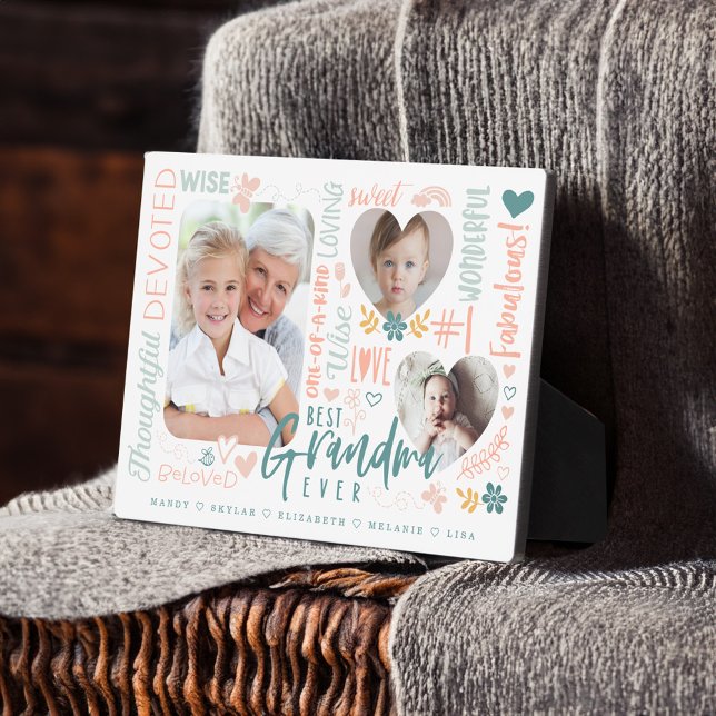 Words for Best Grandma Ever Grandkid Photo Collage Plaque (Words for Best Grandma Ever Grandkid Photo Collage Plaque)
