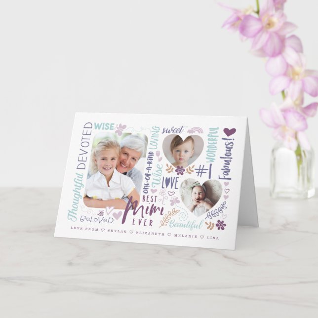 Words for Best Mimi Ever Any Occasion Photo Card (Orchid)