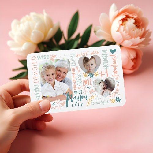 Words for Best Mimi Ever Grandkids Photo Collage Magnet