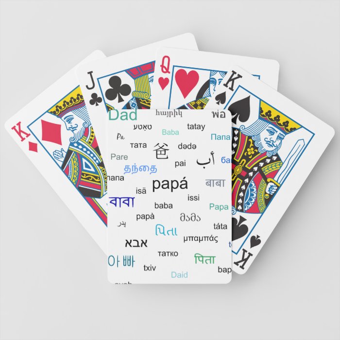 Words for dad in many different languages card deck