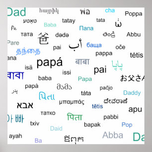 Words for dad in many different languages poster