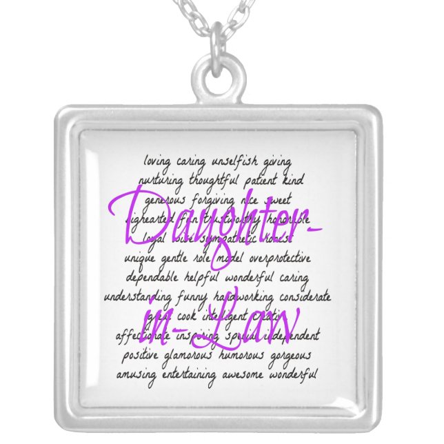 Words for Daughter-in-Law Silver Plated Necklace (Front)