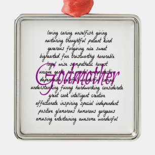 Words for Godmother Metal Ornament