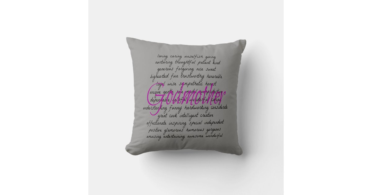 Words for Godmother Throw Pillow | Zazzle