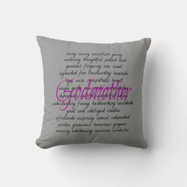 Words for Godmother Throw Pillow (Front)
