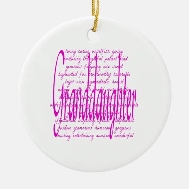 Words for Granddaughter in Pink Ceramic Ornament (Front)