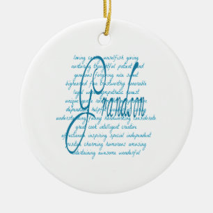 Words for Grandson in Blue Ceramic Ornament
