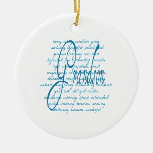Words for Grandson in Blue Ceramic Ornament