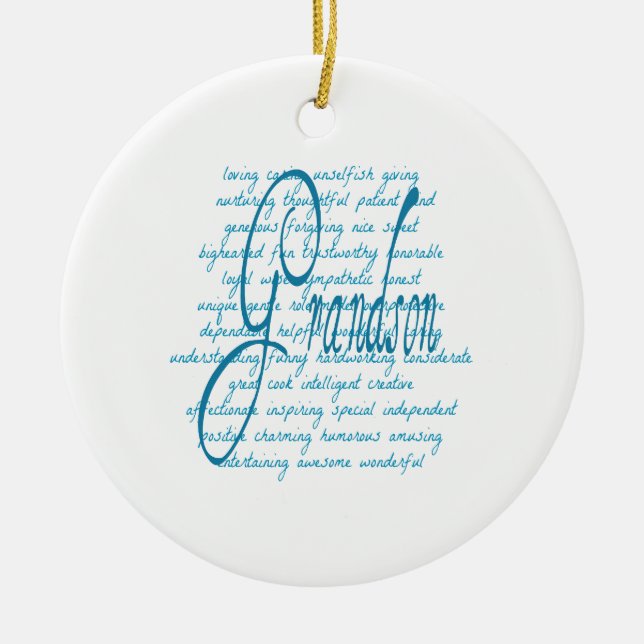 Words for Grandson in Blue Ceramic Ornament (Front)