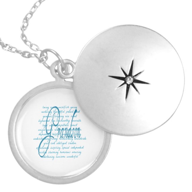 Words for Grandson in Blue Locket Necklace (Front)