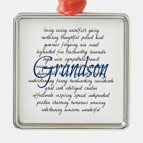 Words for Grandson Metal Ornament