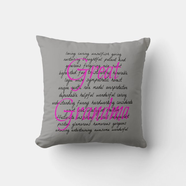 Words for Great Grandma Throw Pillow (Front)