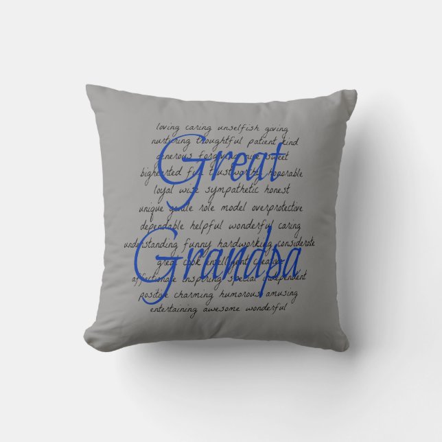 Words for Great Grandpa Throw Pillow (Front)