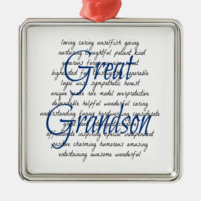 Words for Great Grandson Metal Ornament (Front)