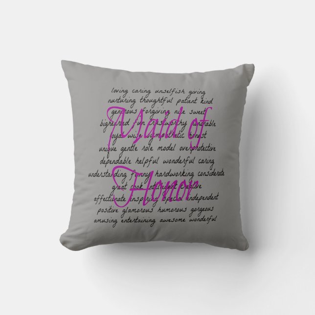 Words for Maid of Honor Throw Pillow (Front)