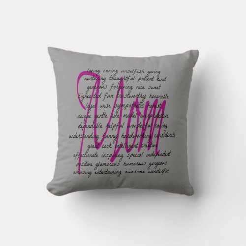 Words for Mom Throw Pillow