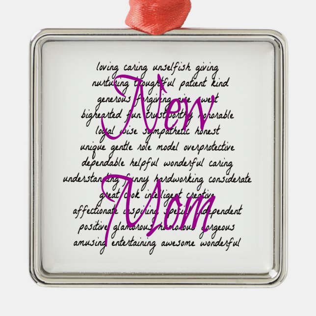 Words for New Mom Metal Ornament (Front)