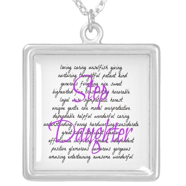 Words for Step Daughter Silver Plated Necklace (Front)