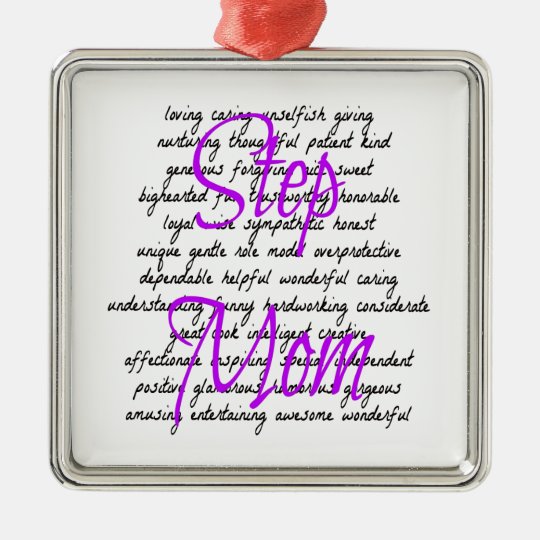 words-for-step-mom-metal-ornament-zazzle