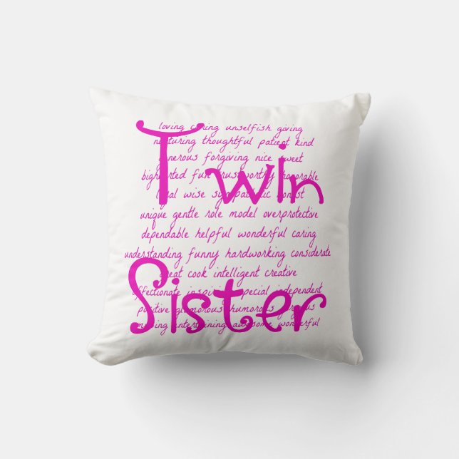 Words for Twin Sister Throw Pillow (Front)