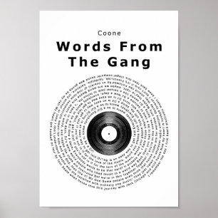 Words From The Gang Vinyl Record Song Lyric Print