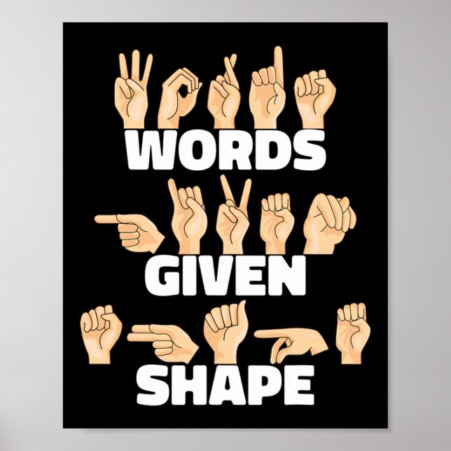 Words given shape ASL American Sign Language  (Front)