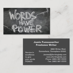 Words Have Power Chalkboard Writers, ZSSG Business Card