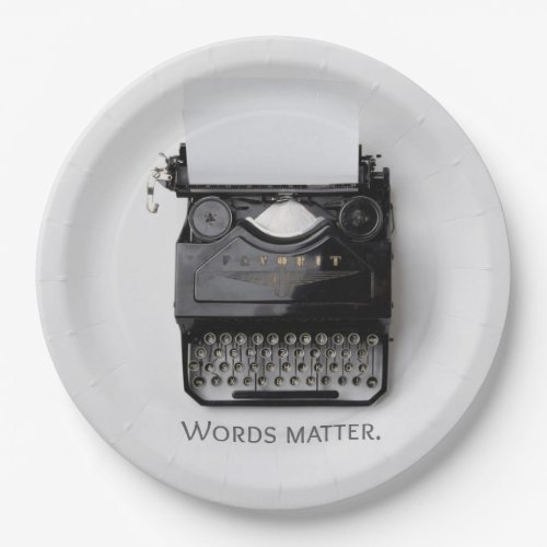 Words Matter Typewriter Paper Plates