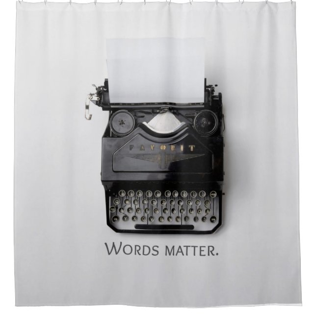 Words Matter Typewriter Shower Curtain (Front)