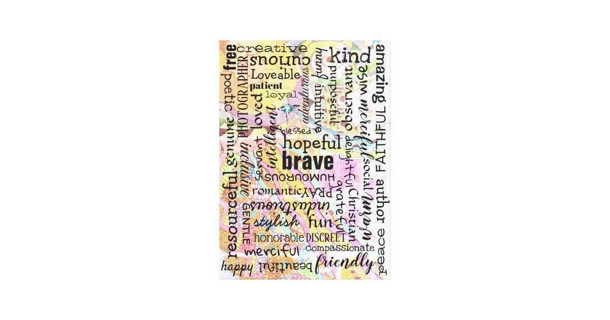 Words of Affirmation Collage Canvas Print | Zazzle.com