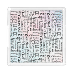 Words of Affirmation Word Art Acrylic Tray