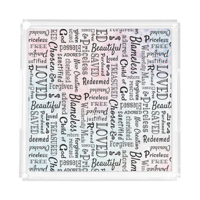 Words of Affirmation Word Art Acrylic Tray (Front)