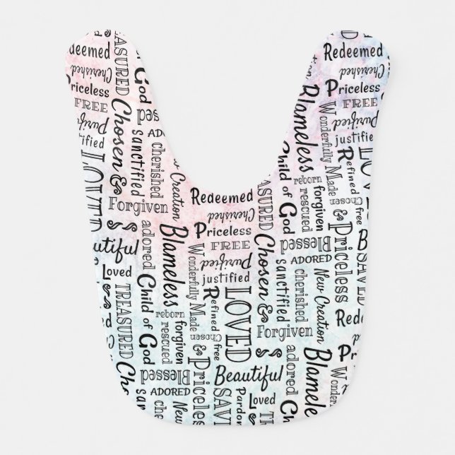 Words of Affirmation Word Art Baby Bib (Front)