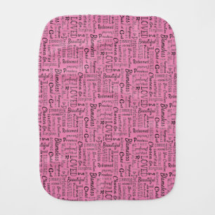 Words of Affirmation Word Art Baby Burp Cloth