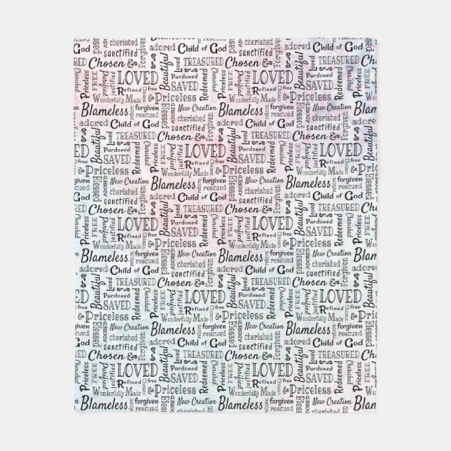Words of Affirmation Word Art Fleece Blanket (Front)