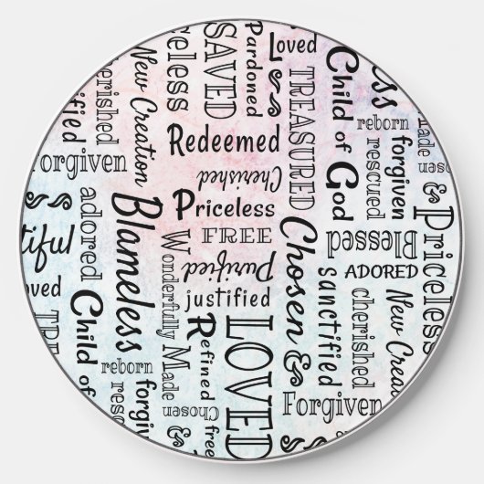 Words of Affirmation Word Art Wireless Charger (Front)